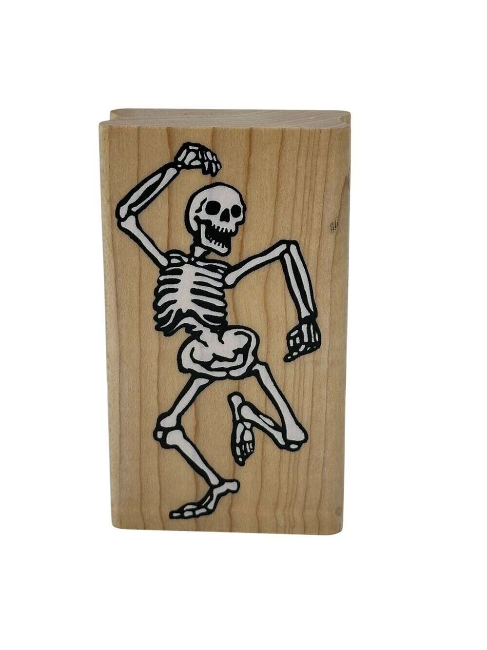 Halloween Dancing Skeleton Rubber Stamp Wood Mount Inkadinkado 3850-M USA Spooky